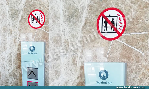 Yangın anında asansörü kullanmayınız sticker