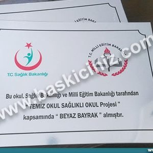 Temiz okul sağlıklı okul projesi prinç metal baskılı plaka