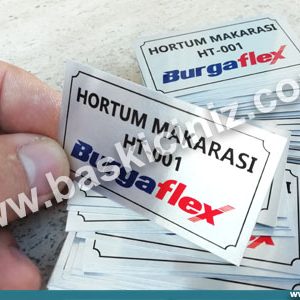 Burgaflex Hortum makarası metal etiket,Alüminyum metal etiket baskıları