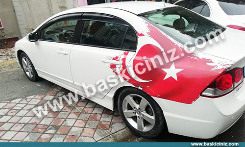 Honda araç türk dalgalı bayrak sticker etiket baskı